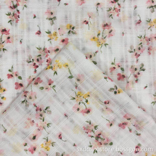 Sweet Floral Printed Rayon Strukturierter Dobby Slub Stoff